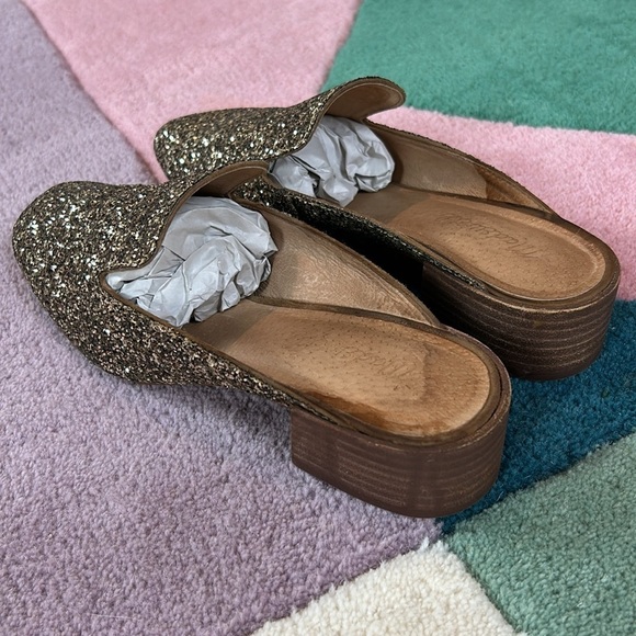 Madewell Willa Gold Glitter Heeled Loafer Mule Slip Ons - Picture 6 of 17